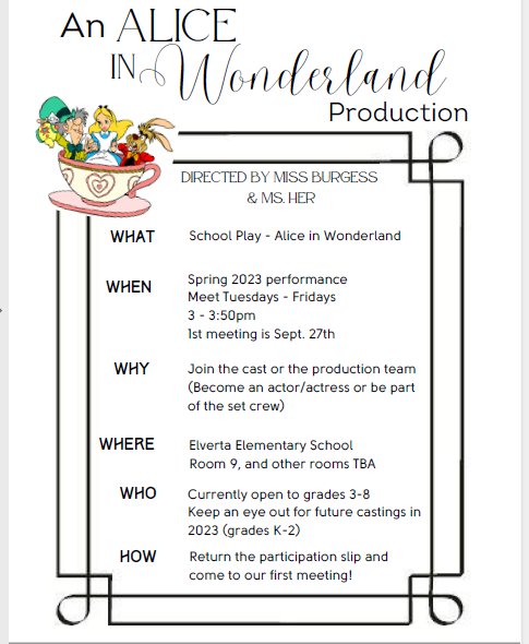 Alice in Wonderland play practice begins
